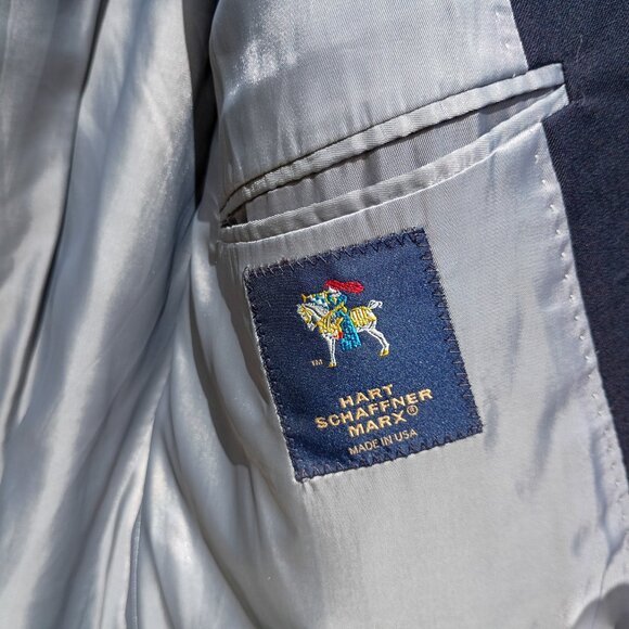 HART SCHAFFNER MARX Jacket Mens 50R Navy Blue Blazer Coat Bronze Buttons Vintage - Picture 10 of 16